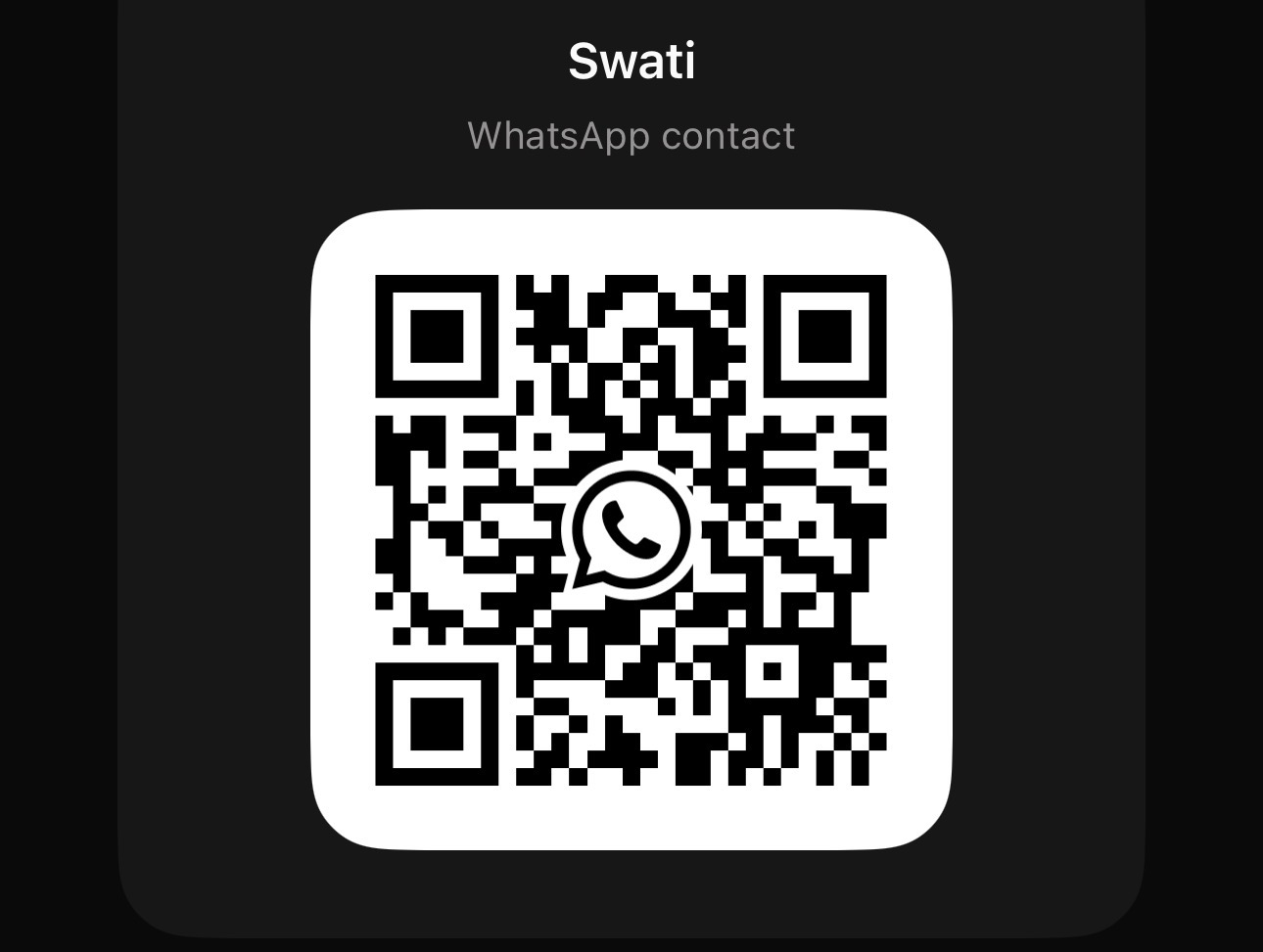Swati's WhatsApp contact QR code